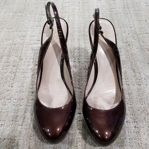 Joan & David Brown Patent Slingback Pumps-Size 8